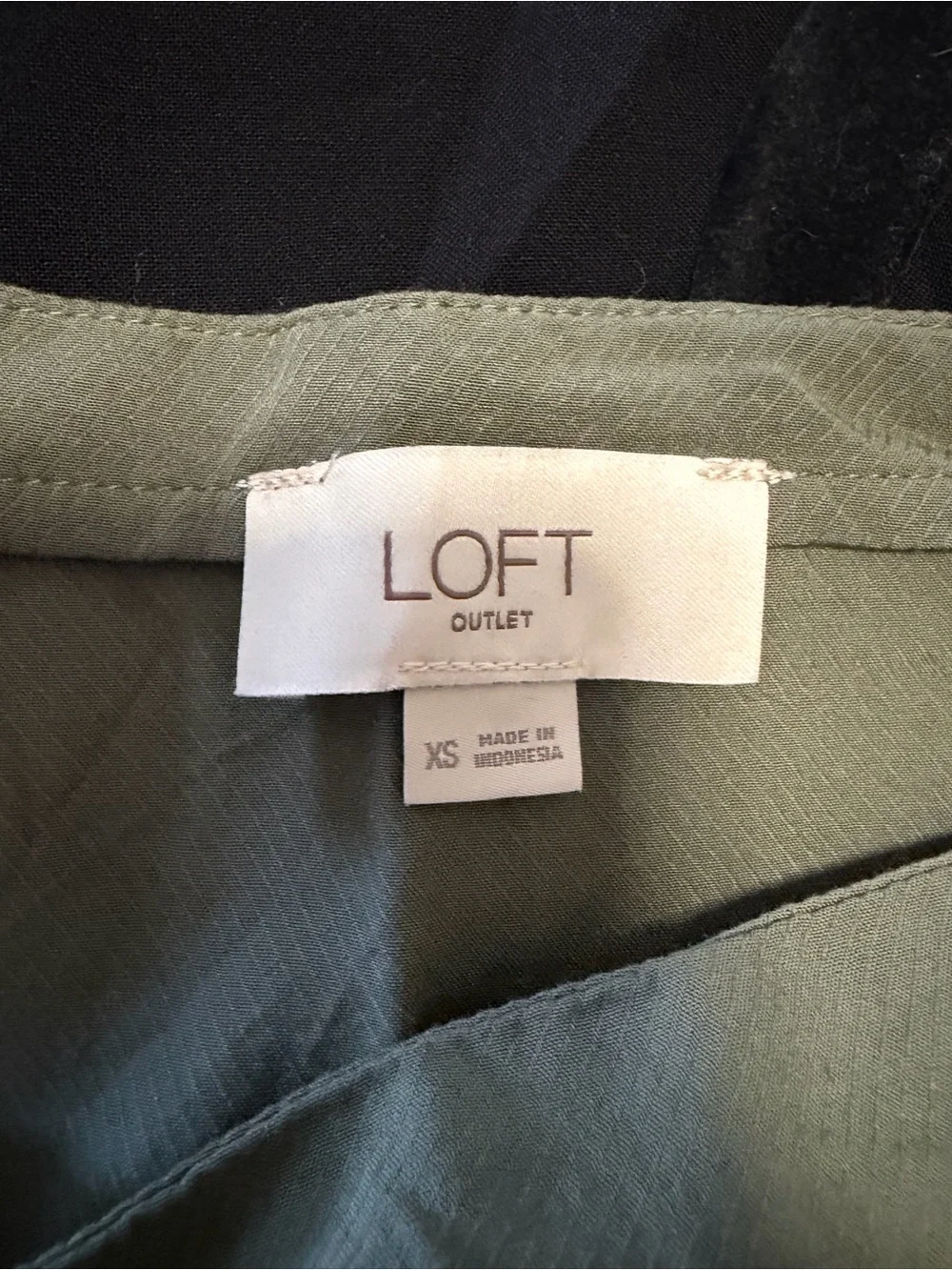 LOFT Olive Green Peplum Blouse with a Square Neck and Puffed Sleeves